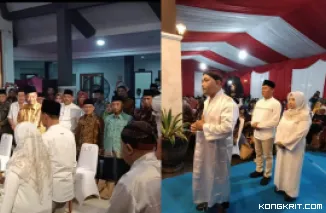 Bupati Tulungagung Gatut Sunu Wibowo bersama Forkopimda menghadiri acara boyongan Wakil Bupati Ahmad Baharudin di Rumah Dinas