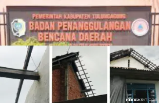 BPBD Tulungagung mendata puluhan rumah warga di wilayah Kecamatan Sumbergempol dan Ngunut Rusak Ringan akibat hujan deras disertai angin kencang