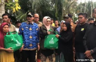 Lisda Hendrajoni Salurkan Bantuan Sembako untuk Korban Banjir di Pelangai Gadang