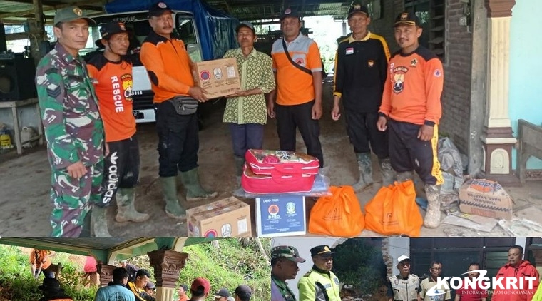 BPBD Tulungagung Bersama TNI - Polri dan Warga Sekitar Bersihkan Material Longsor di Wilayah Kecamatan Pagerwojo