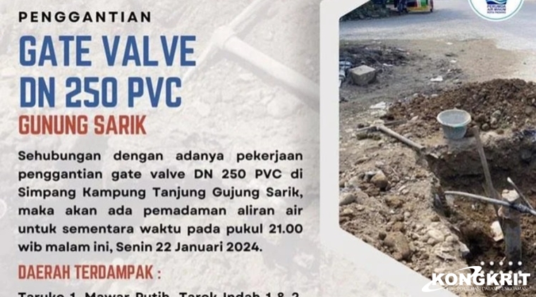 Optimalisasi Air Bersih, Perumda AM Padang Lakukan Penggantian Gate Valve DN 250 PVC di Gunung Sarik