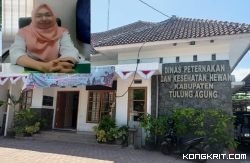 Keterangan foto: Kantor Disnakkeswan Kabupaten Tulungagung (Insert : Kabid Keswan drh. Tutus Sumaryani)