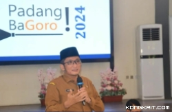 Wali Kota Padang, Hendri Septa, memimpin rapat koordinasi dan evaluasi program padang bagoro di Gedung Bagindo Aziz Chan Youth Center Senin, 15 Januari 2024.