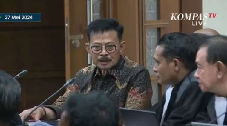 Sidang dugaan tindak pidana korupsi SYL, Foto Tangkap Layar Tayangan Kompas TV