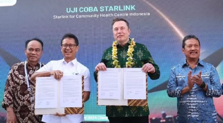 Tandatangan kerja sama Elon Musk dan Kemenkes RI (Foto: Kemenkes RI)