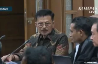 Sidang dugaan tindak pidana korupsi SYL, Foto Tangkap Layar Tayangan Kompas TV