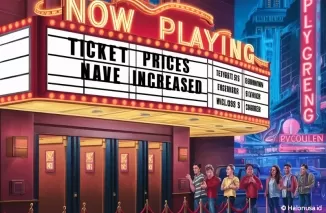 Ilustrasi harga tiket bioskop yang naik (foto: ideogram AI)