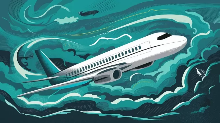 Ilustrasi pesawat turbulensi. (Foto: Ideogram/Halonusa.id)