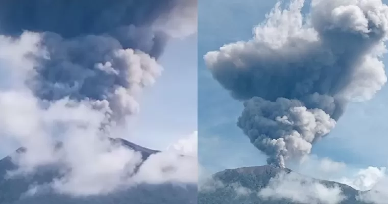 Penampakan erupsi Gunung Marapi beberapa waktu lalu. (Foto: tangkapan layar video viral di Instagram)