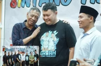 Ketua Relawan Bintang Timur, Panji Purba wasesa saat bersama Paslon Gab (Insert) Relawan Bintang Timur saat deklarasikan kemenangan pasangan GaBah