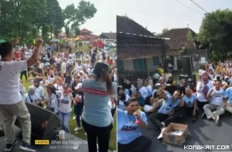 Paslon GaBah saat hadiri acara senam bareng di Desa Balerejo dan Tugu