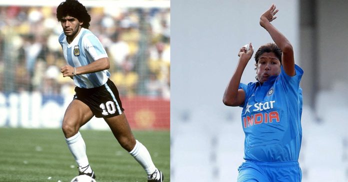 Diego Maradona and Jhulan Goswami
