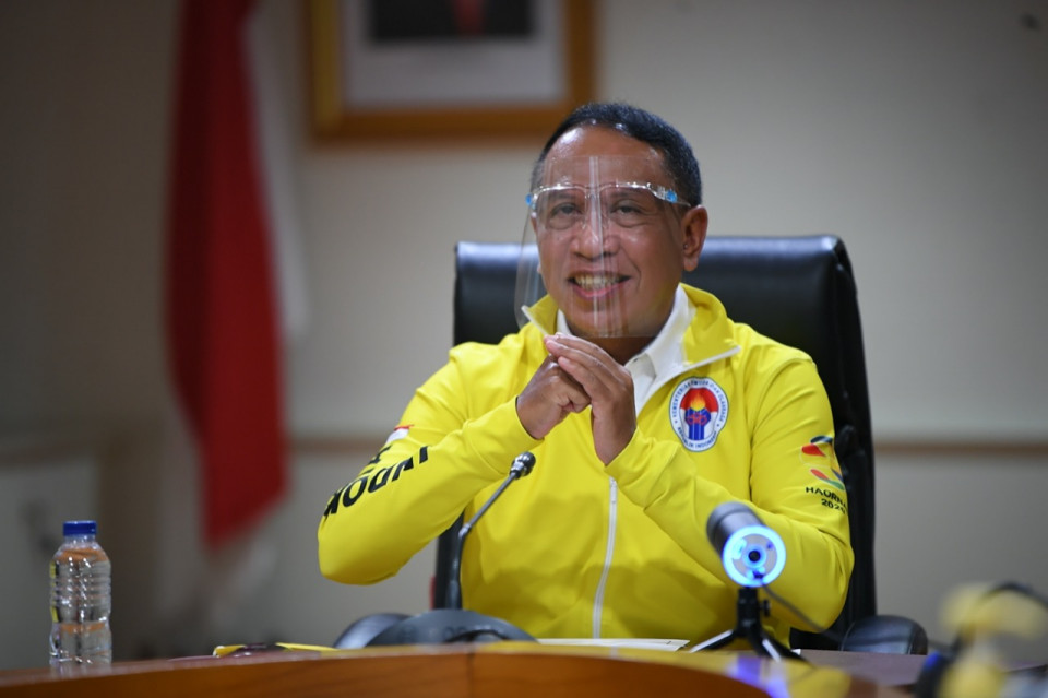 Menteri Pemuda dan Olahraga, Zainudin Amali pada sesi konfrensi virtual jelang gelaran Wushu Championship 2020 | KEMENPORA/Halonusa