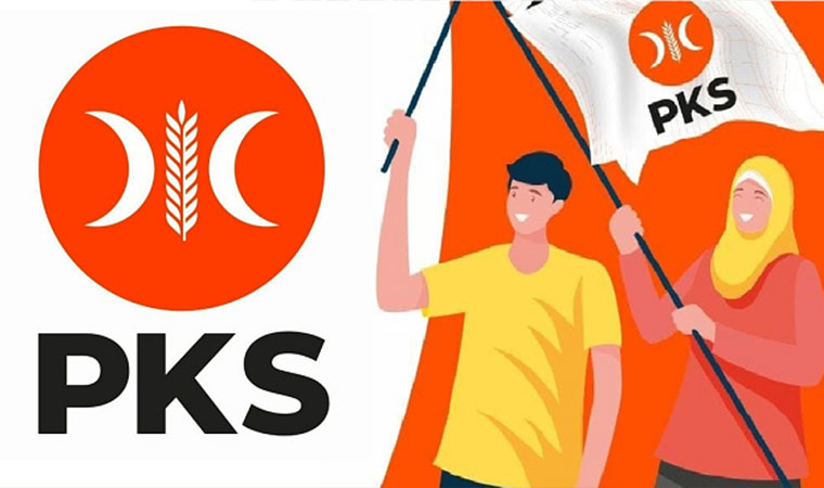 Ilustras logo PKS dan sepasang orang yang membawa bendera tersebut. (Foto: Dok. Istimewa)