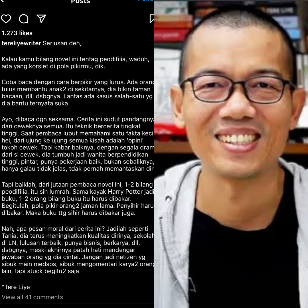 Viral! Novel Tere Liye Dicap Meromantisasi Pedofilia dan Menormalisasi Grooming