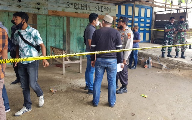 Lokasi penembakan itu di salah satu warung kopi di Desa Alue Ngom, Kecamatan Nibong, Aceh Utara. (Foto: Dok. Polres Aceh Utara)