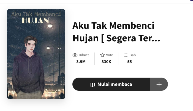 Novel Aku Tak Membenci Hujan. (Foto: Wattpad)