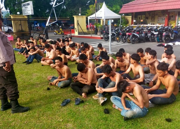 Puluhan remaja dan pemuda diamankan Polresta Kota Padang. (Foto: Istimewa)