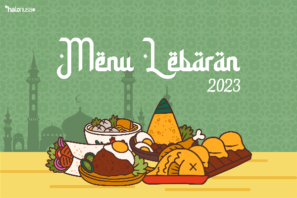 Ilustrasi Menu Lebaran 2023 (Ilustrator Ryan Ramadi/Halonusa)|Ilustrasi Nasi Tutug oncom (foto: Cookpad)|Ilustrasi Besengek Cabe Ijo (foto: Cookpad)|Ilustrasi Karedok (foto: Dapur Kobe)|Ilustrasi Mie Kocok (foto: iStock)|Ilustrasi Nasi Timbel (foto: Getty