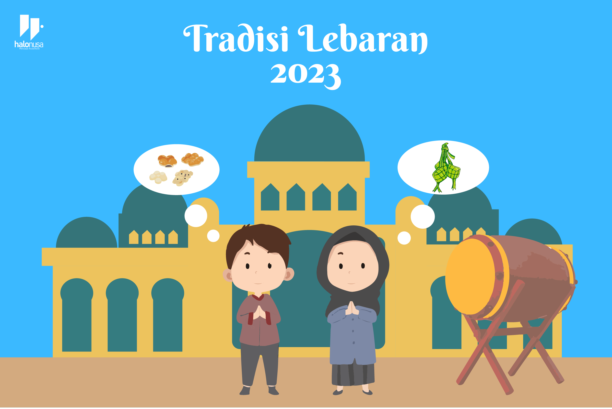 tradisi lebaran Idul Fitri 2023 (Ilustrator: Yurico Andani/Halonusa)