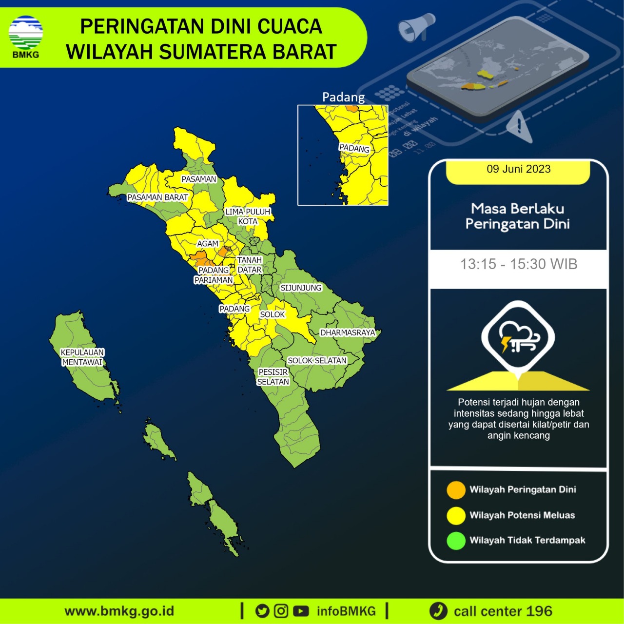 Peringatan Dini Cuaca Sumatera Barat 9 Juni 2023, Waspada Terjadi Hal Ini