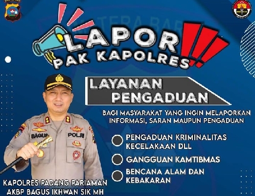 Layanan pengaduan Polres Padang Pariaman. (Foto: Instagram @polres_padangpariaman)