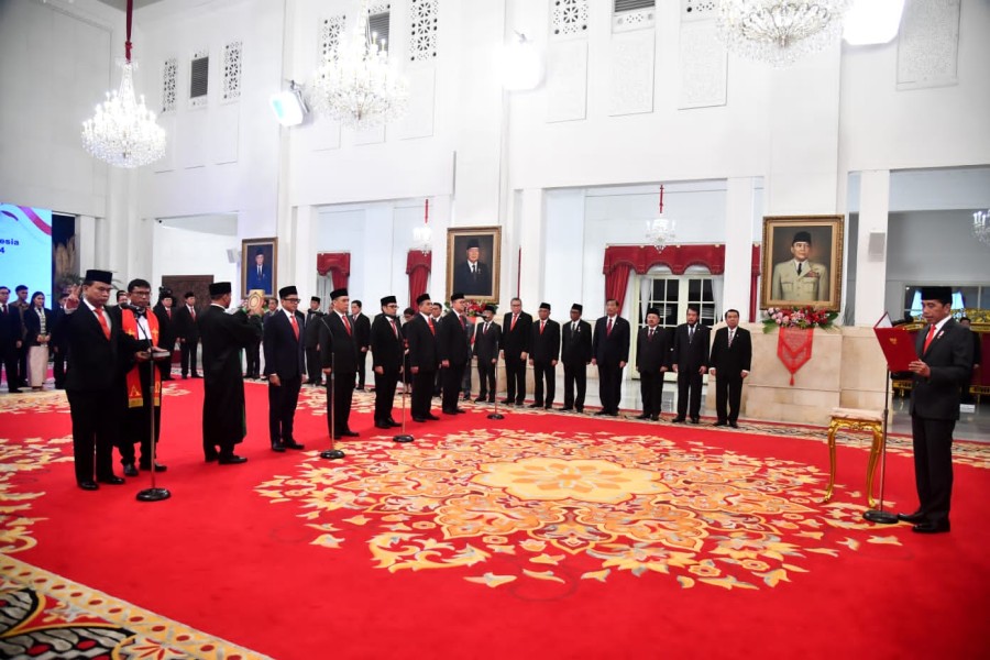 Presiden Jokowi telah resmi melantik sejumlah pejabat Kabinet Indonesia maju di Istana Negara Jakarta pada hari ini, Senin, 17 Juli 2023. (Foto: Kris - Biro Pers Sekretariat Presiden)