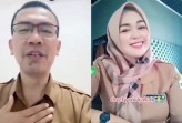 Kadisdik Limapuluh Kota Afri Efendi (kiri) saat bernyanyi di TikTok bersama ASN cantik. (Foto: SS Instagram @info_padang24)