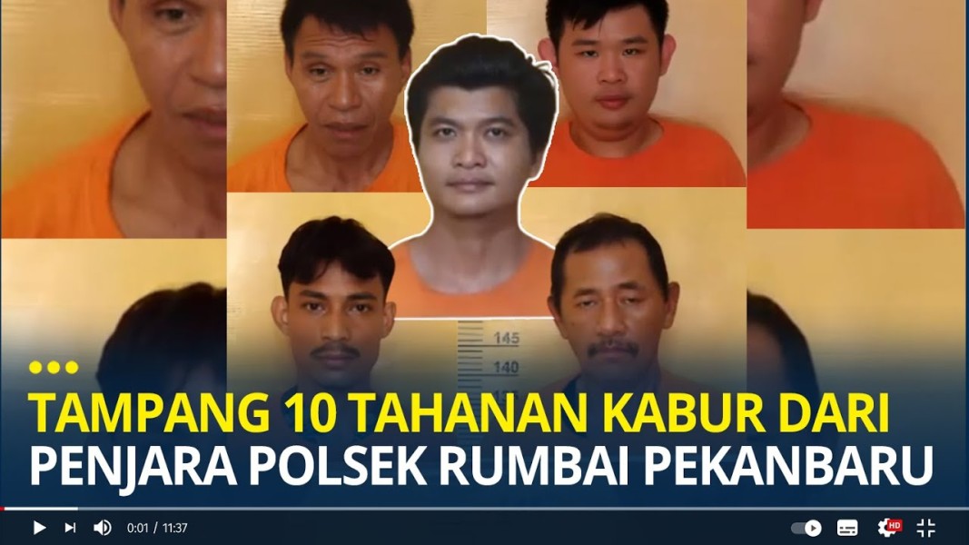 Tampang tahanan kabur dari penjara Polsek Rumbai di Kota Pekanbaru. (Foto: YouTube)