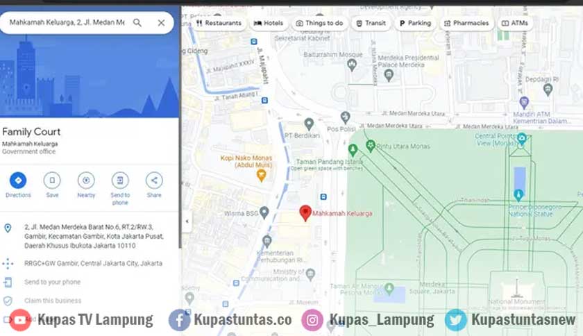 Nama kantor MK dipelesetkan jadi 'Mahkamah Keluarga' di Google Maps.