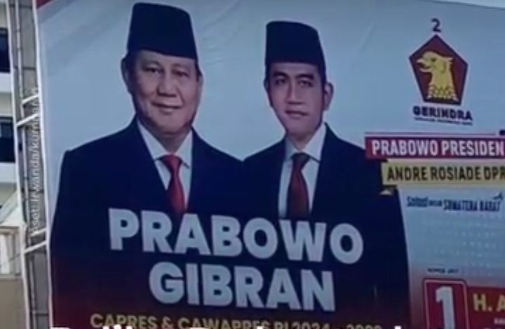  Baliho Prabowo-Gibran di Jalan Jenderal Sudirman Padang. (Foto: istimewa)