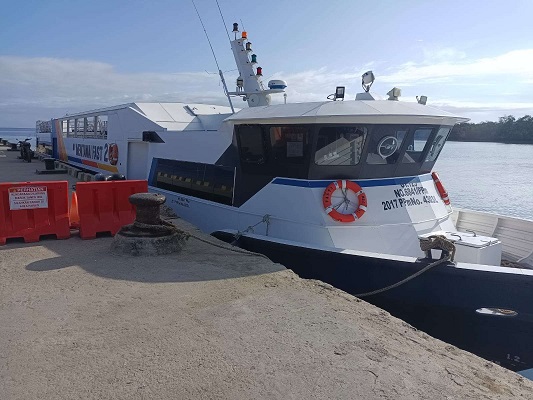 Kapal Mentawai Fast sedang dalam proses pemeriksaan di Dermaga Tua Peijat, Jumat (22/12/2023) (Foto: Syahbandar Mentawai)