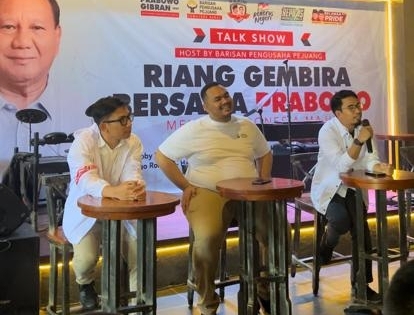 Ketua Barisan Pengusaha Pejuang, Hayattul Riski saat berpartisipasi untuk kemenangan Prabowo-Gibran pada Pemilihan Umum (Pemilu) 2024, Sabtu, 9 Desember 2023.