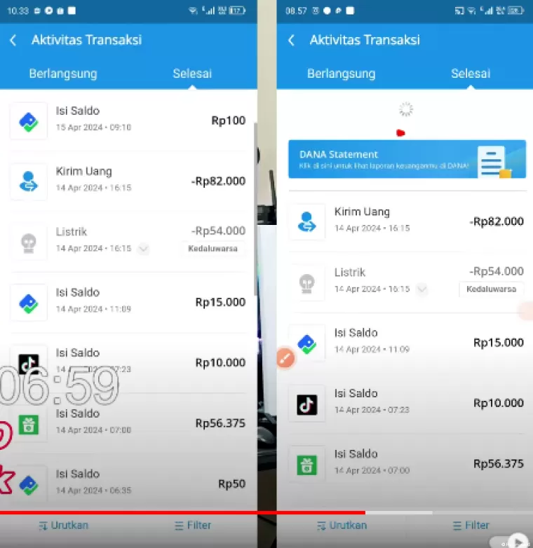 Riwayat transaksi aplikasi penghasil uang Short Short (foto: Youtuber Jadi Berkah)