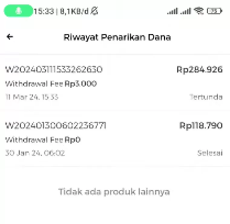 Riwayat penarikan aplikasi penghasil uang Nuri Cashback (foto: Youtuber Naufal354)