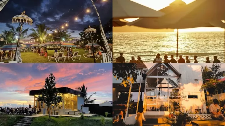 Kafe yang memiliki spot sunset terbaik di Kota Padang. (Kolase: Halonusa.id)