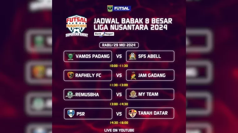 Liga Futsal Nusantara 2024 Zona Sumbar: 8 Tim Berebut Tiket Semifinal