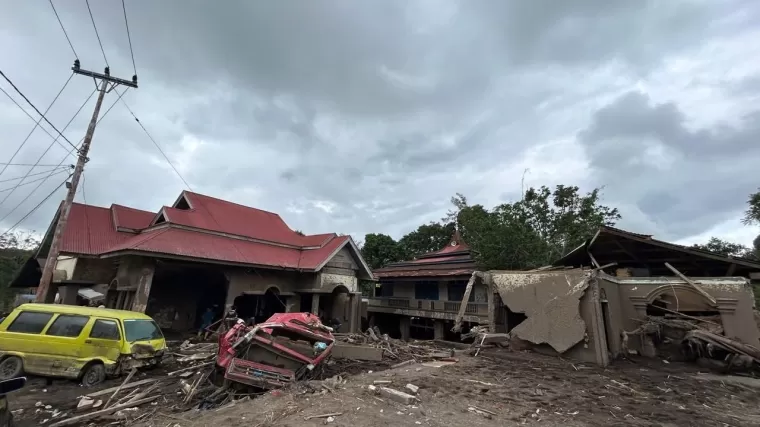 Dampak bencana banjir bandang dan lahar dingin di Kabupaten Tanah Datar, Sumatera Barat. (Foto: Halonusa.id)