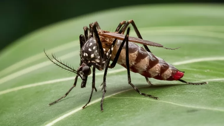 Ilustrasi nyamuk Demam Berdarah Dengue (DBD). (Foto: Halonusa.id/AI Ideogram)