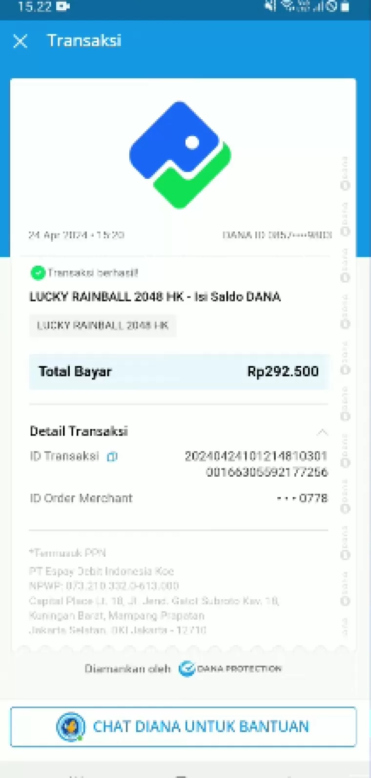 Bukti transaksi aplikasi penghasil uang Blockash (foto: Youtuber Naufal354)