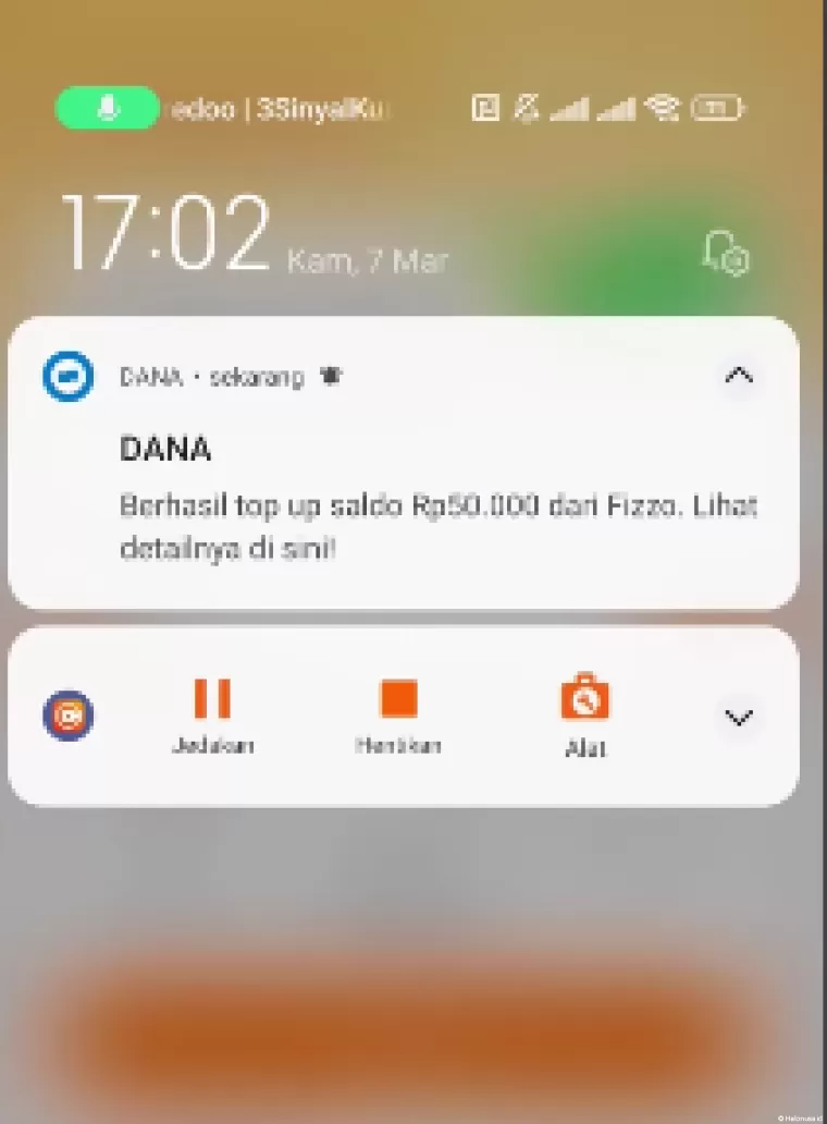 Bukti transaksi aplikasi penghasil uang Fizzo Novel (foto: Youtuber Naufal354)