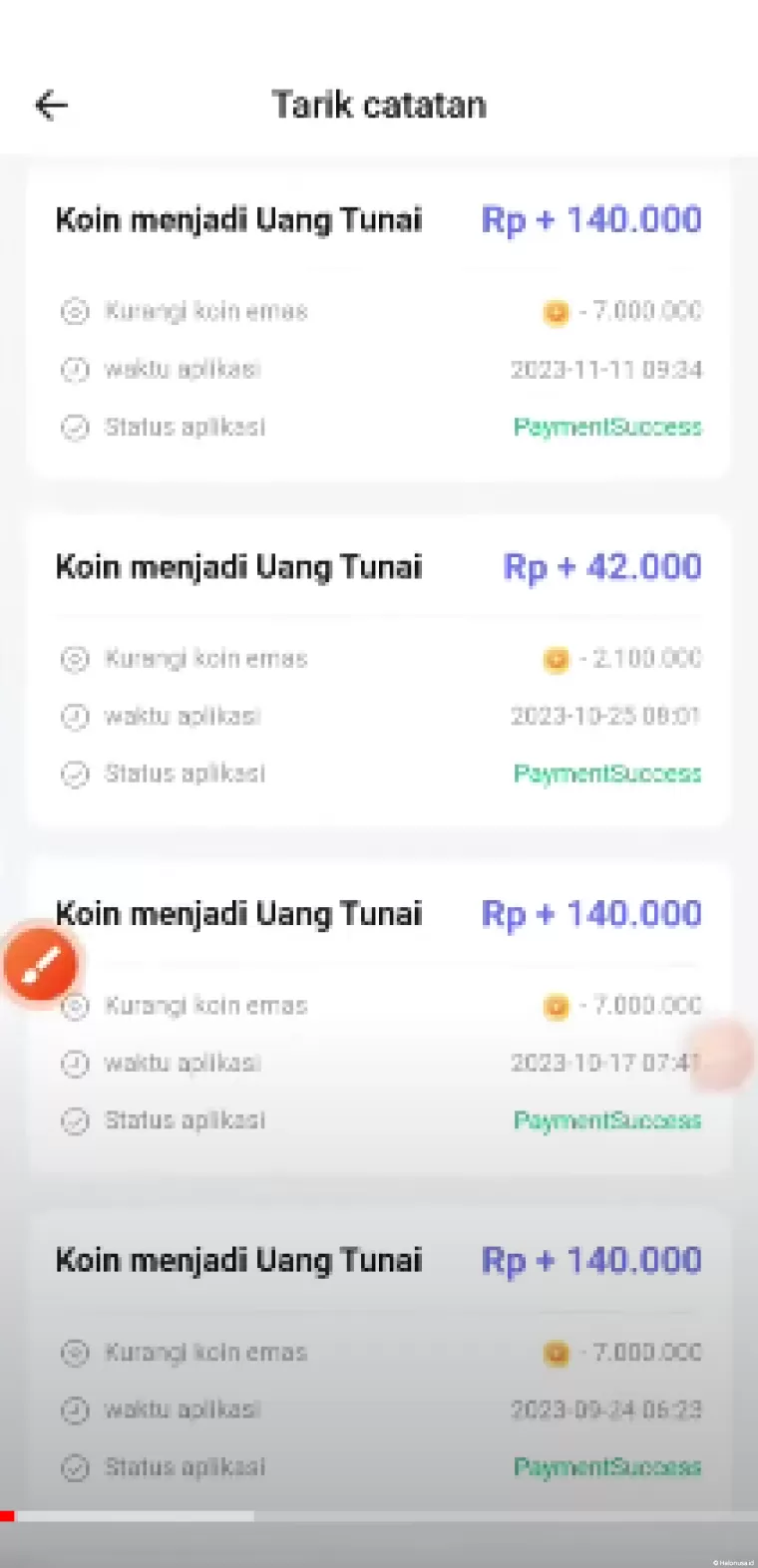 Riwayat Penarikan Aplikasi Penghasil Uang Pluto (foto: Youtuber Jadi Berkah)