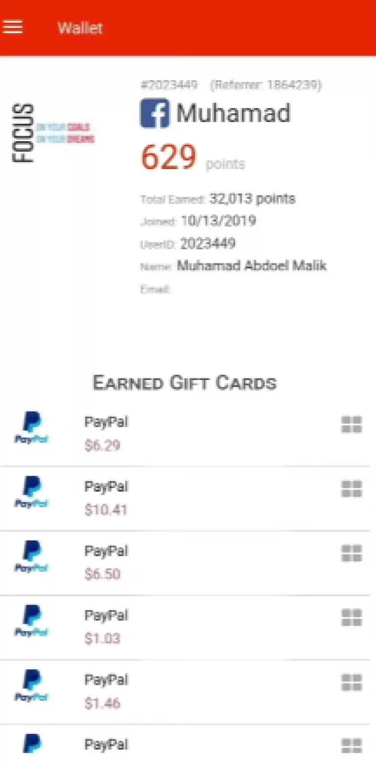 Riwayat transaksi aplikasi penghasil uang bituro - Rewards & Bitcoins (foto: Youtuber Naufal354)