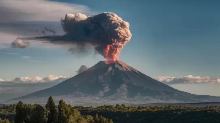 Ilustrasi Gunung Marapi Sumatera Barat. (Foto: Halonusa.id/Ideogram)