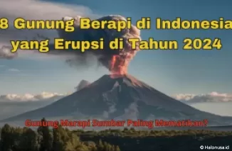 Gunung berapi Indonesia yang erupsi di tahun 2024. (Foto: Halonusa.id/Ideogram)