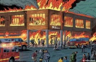 Ilustrasi Kebakaran Mall (foto: ideogram AI)