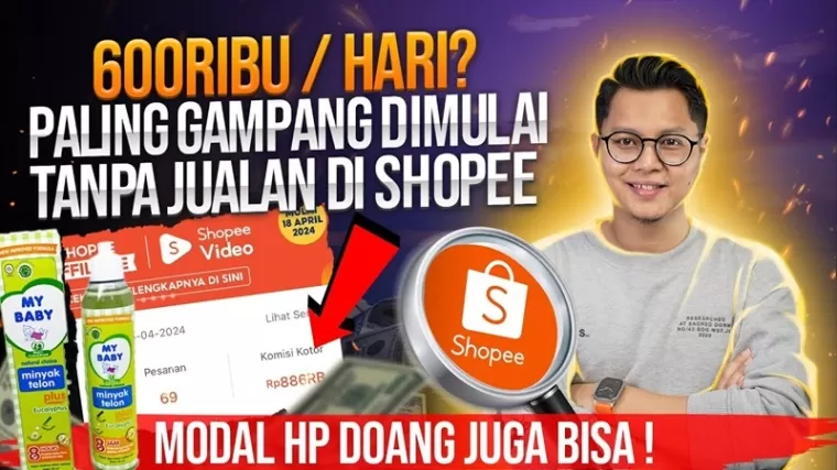 Ilustrasi tips cuan dari Shopee Affiliate 2024. (Foto: kanal Youtube Hendra Setyo)