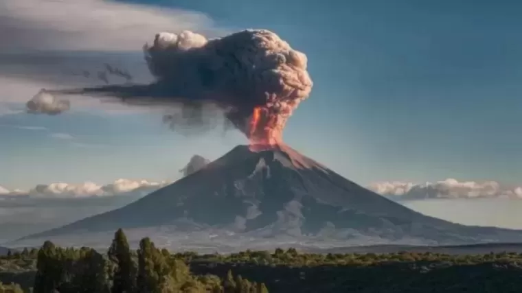 Ilustrasi gunung erupsi. (Foto: Halonusa/Ideogram)