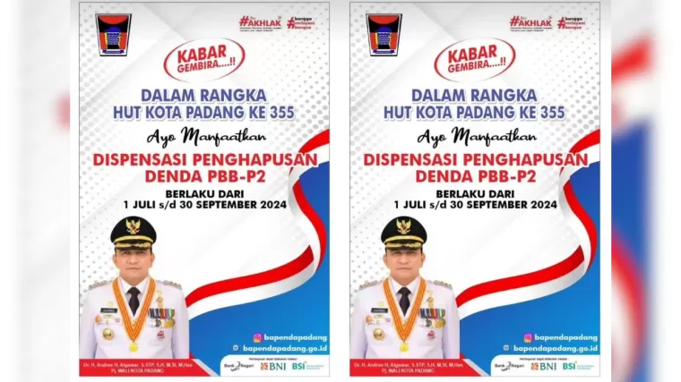 Pemko Padang Hapus Denda PBB P2 Sambut HUT ke-355