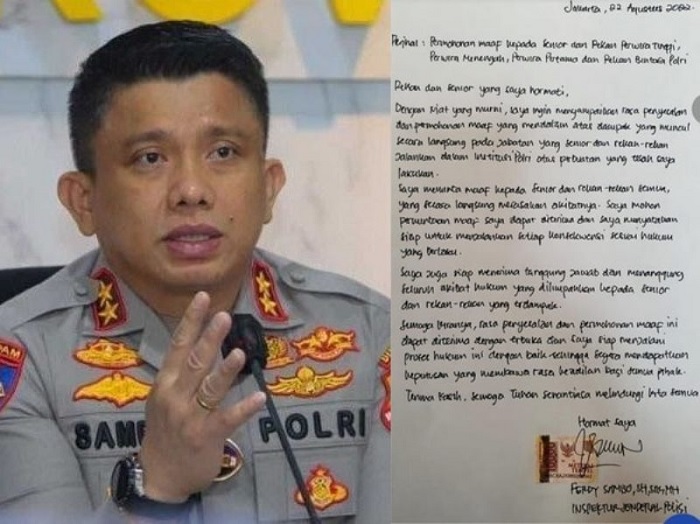 Foto Ferdy Sambo Tulis Surat Memohon Maaf dan Siap Tanggung Jawab